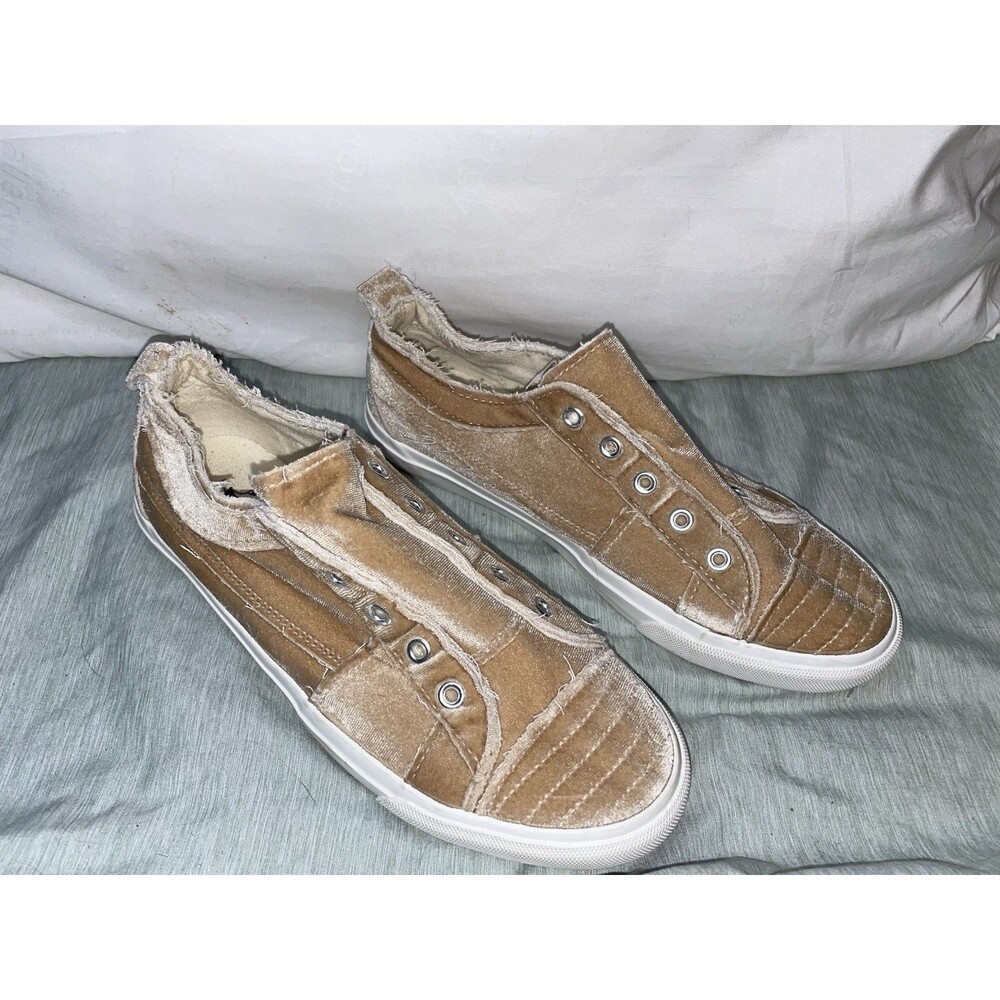 Corkys Tan Velvet Laceless Slip On Sneakers Shoes Size 8